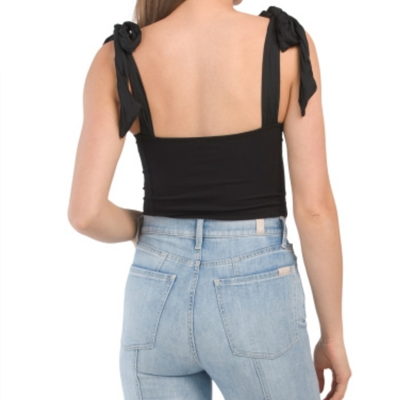New FREE PEOPLE Black Tie Strap Bodysuit Size S - Picture 5 of 16